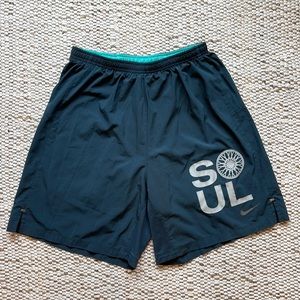 Teal Nike x SoulCycle Pro Combat short w/ Built-in compression short. (MEDIUM)